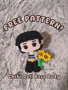 Free Pattern: Crochet Chibi Doll Base Design with Flowers