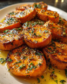 Garlic Butter Roasted Sweet Potatoes