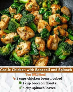 Garlic Chicken with Broccoli and Spinach