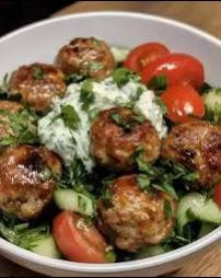 Greek Chicken Meatballs with Homemade Tzatziki