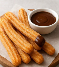 Homemade Churros with Chocolate Sauce