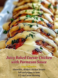 Juicy Baked Caesar Chicken with Parmesan Sauce