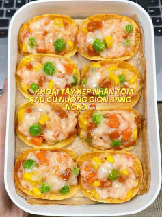 🥔KHOAI TÂY KẸP NHÂN TÔM RAU CỦ NƯỚNG GIÒN BẰNG NỒI CHIÊN KHÔNG DẦU 🦐