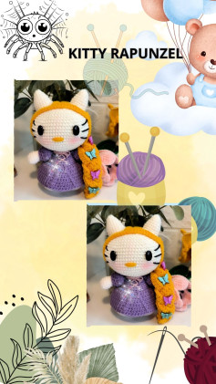 Lindo patrón de crochet de Kitty Rapunzel para hacer en casa