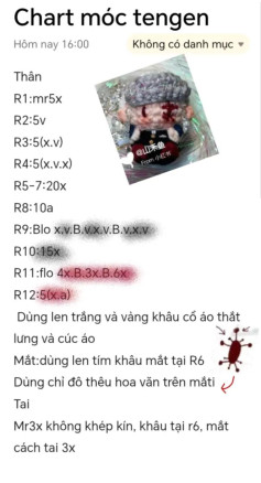 Mẫu Móc Len Lấy Cảm Hứng từ Chiến Binh Anime Chart móc tengen Âm trị hào nhoáng