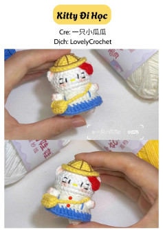 Mẫu Móc Len Mèo Dễ Thương Đi Học Crochet Cute Kitty in School Outfit Pattern