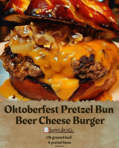 Oktoberfest Pretzel Bun Beer Cheese Burger