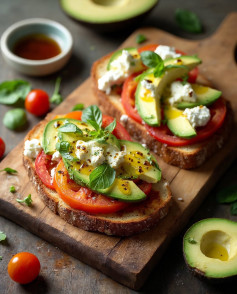 🍅🥖 Open-Face Tomato & Burrata Sandwich