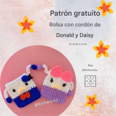 Patrón de bolsa con cordón de Donald y Daisy a crochet