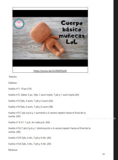 Patrón de crochet para cuerpo básico de muñecas Lol