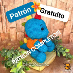 Patrón Gratuito: Dino Colorido Completo para Tejer