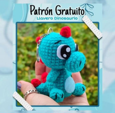 Patrón Gratuito Llavero Dinosaurio Amigurumi para Principiantes