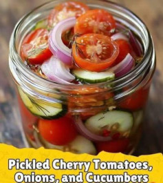 Pickled Cherry Tomatoes, Onion & Cucumber – A Tangy, Fresh Delight!