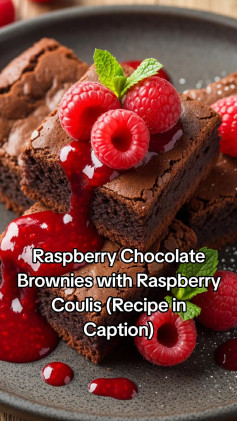 Raspberry Chocolate Brownies with Raspberry Coulis