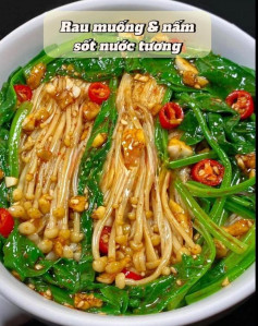 Rau Muống Giòn Tươi Xốt Nấm Kim Châm Đậm Đà