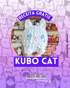 Receita Grátis de Amigurumi: Gato Kubo Fofo e Fácil