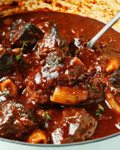 Slow-Braised Beef Bourguignon Rigatoni with Parmesan Crust
