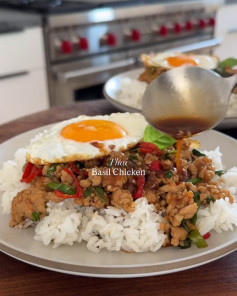 Spicy Thai Basil Chicken with Sunny Side Up Egg