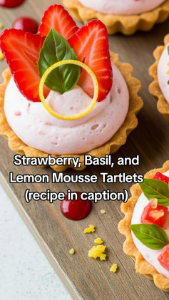 Strawberry, Basil, and Lemon Mousse Tartlets