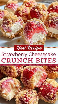 🍓 Strawberry Crunch Cheesecake Bites — Full Recipe