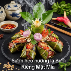 Sườn Heo Nướng Lá Bưởi Riềng Mật Mía