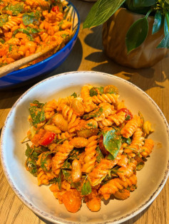 Vibrant Red Pesto Pasta Fiesta
