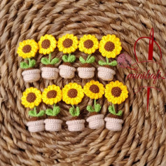 آموزش قلاب‌بافی گل‌های آفتابگردان کوچک