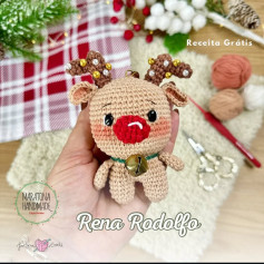 Amigurumi de Rena Rodolfo: Receita Grátis e Fofa para Natal