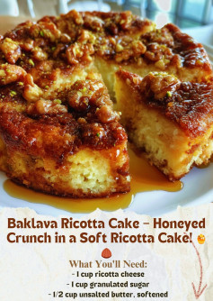 Baklava Ricotta Cake – Honeyed Crunch in a Soft Ricotta Cake! 🍯🌰