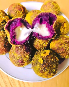 Bánh Khoai Môn Tím Chiên Giòn Nhân Đậu Xanh Phô Mai Tan Chảy