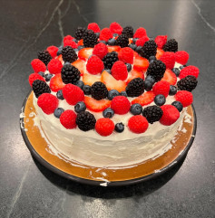 Berry Bliss Sponge Cake with Whipped Cream Delight