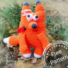 Бесплатный узор вязаной игрушки лисы на природе