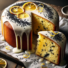 Black Sesame Yuzu Delight with White Chocolate Drizzle