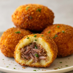 Bolinho Crocante de Carne e Mandioca Delicioso