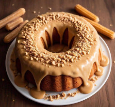 Bolo Churros com Doce de Leite e Amendoim Crocante