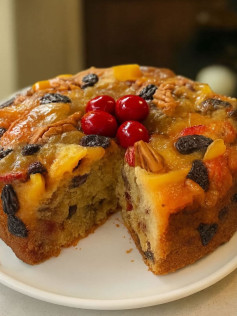 Bolo Natalino de Frutas com Cerejas e Nozes