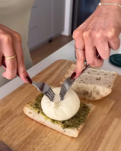 Burrata Bliss: Hot Honey and Pesto Sandwich Delight