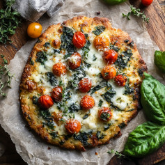 Burst Tomato and Spinach Vegan Flatbread Delight