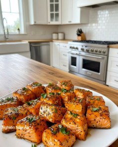 Cá Hồi Áp Chảo Bơ Tỏi Tiêu Đen Mềm Mịn Thơm Nức