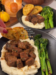 Cajun Herb Butter Steak with Truffle Parmesan Potatoes