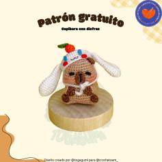 Capibara con disfraz de conejo, patrón de crochet gratuito
