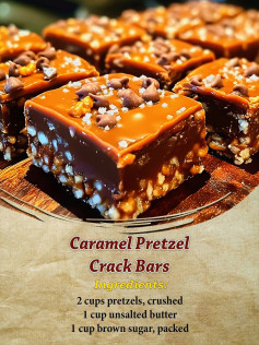Caramel Pretzel Crack Bars