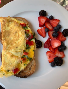 Cheddar Bliss Omelette with Caramelized Onion Delight