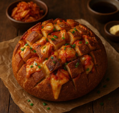 Cheesy Kimchi Pull-Apart Bread Delight