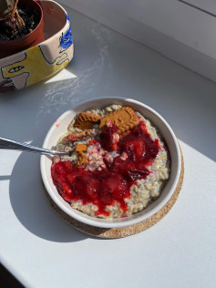 Cozy Plum Oatmeal with Cinnamon Delight