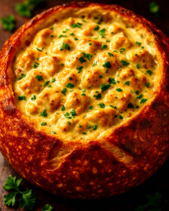 Creamy Garlic Bliss Chicken Bread Bowl