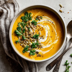 Creamy Vegan Butternut Soup with Cashew Swirl