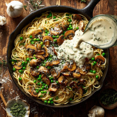 Creamy Vegan Carbonara with Smoky Coconut Bacon