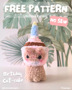Create a Cute Cat-Cake Crochet for Birthdays - Free, No Sew!