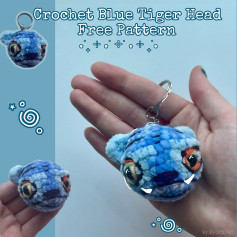 Create Your Own Crochet Blue Tiger Head Keychain with This Free Pattern